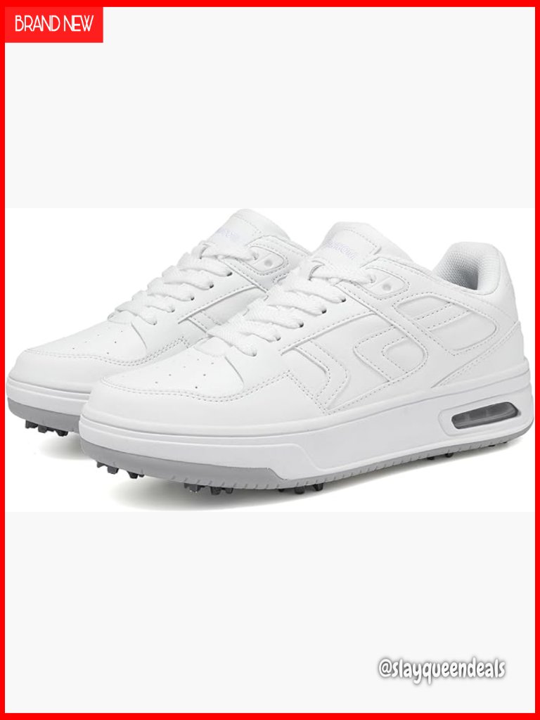 Waterproof Golf Shoes With Replaceable Spikes, Shock-Absorbing Cushion